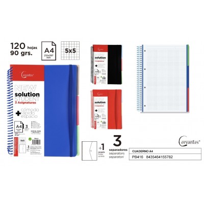 CUADERNO A4 CON 3 SEPARADORES