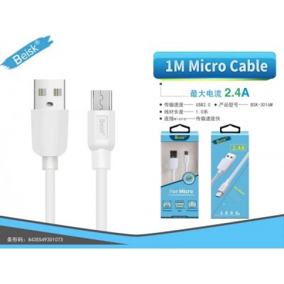 CABLE MICRO 1M 2.4A BLANCO...