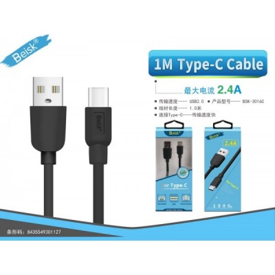 CABLE TYPE-C 1M 2.4A NEGRO...